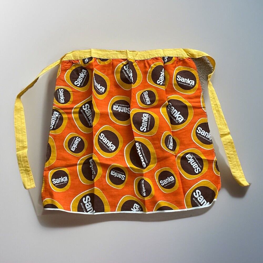 Vintage Sanka Decaffeinated Coffee Advertising Skirt Apron 1970s RARE